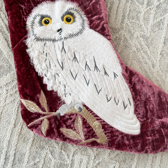 Pottery Barn | Harry Potter Hedwig Owl Burgundy & White Christmas Stocking - Picture 2 of 5